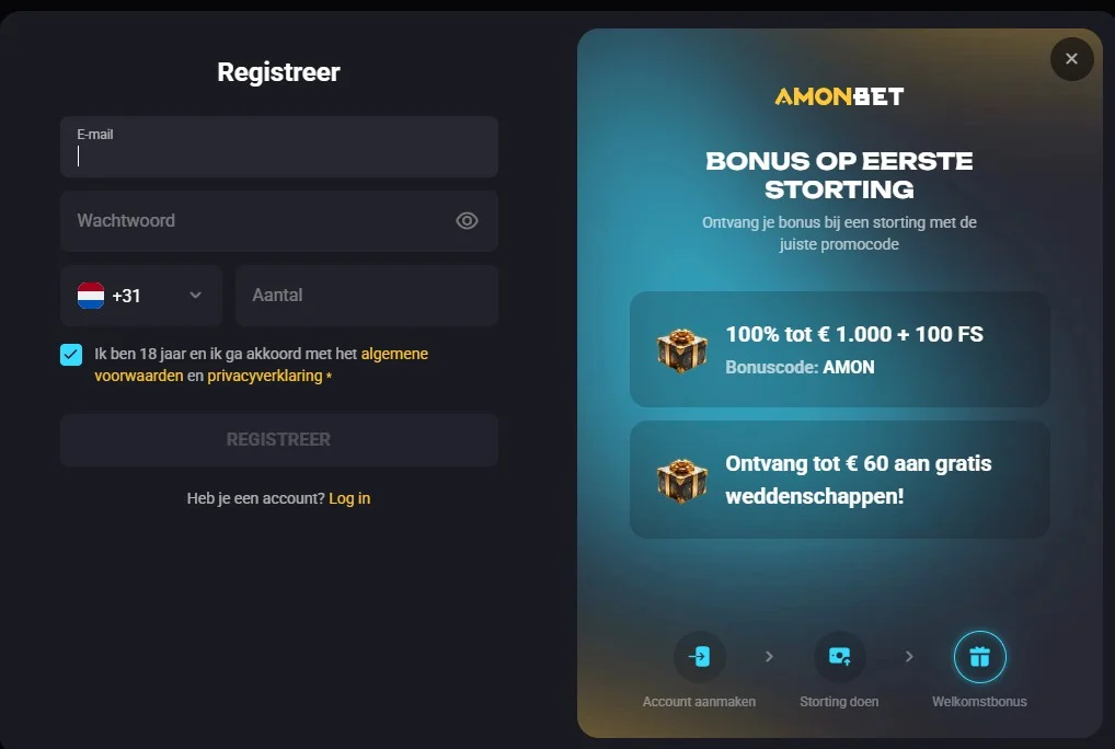 Amonbet Casino Registratie